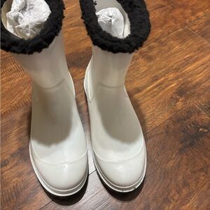 MICHAEL Michael Kors White Boots with Black Trim